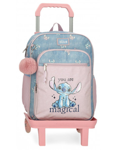 MOCHILA ADAP, C/CARRO 32CM, STITCH YOU ARE MAGICAL