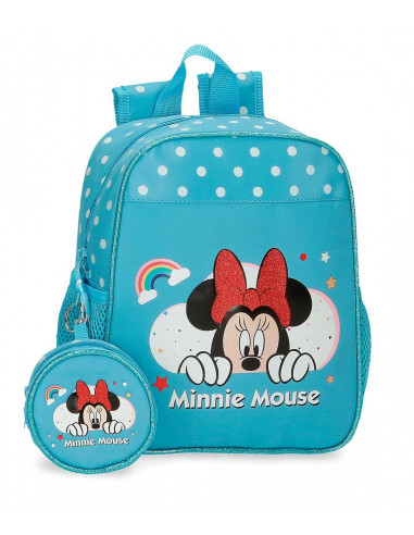 MOCHILA 25CM. MINNIE RAINBOW AZUL