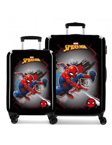 SET/2 TROLLEY  ABS 55-68CM.4R.SPIDERMAN RED NEGRO