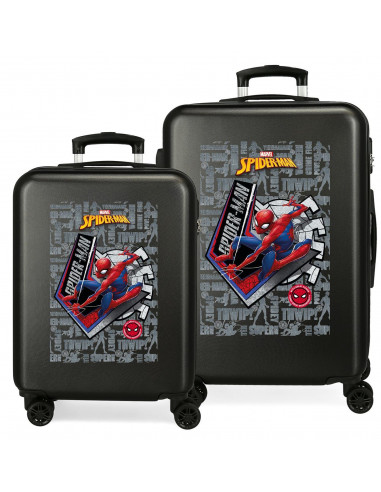 SET/2 TROLLEY  ABS 55-68CM.4R.SPIDERMAN GREAT POWER NEGRO