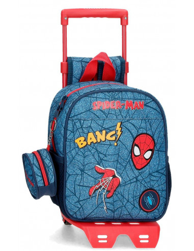 MOCHILA ADAP. C/CARRO 25CM. SPIDERMAN DENIM