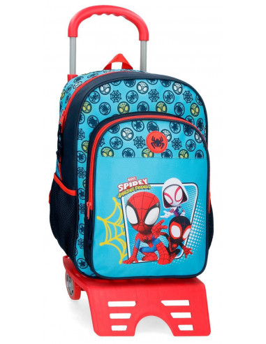 MOCHILA ADAP. 40CM. C/CARRO SPIDEY TEAM UP