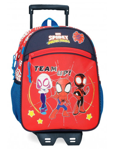 MOCHILA ADAP.33CM. C/CARRO SPIDEY AND FRIENDS