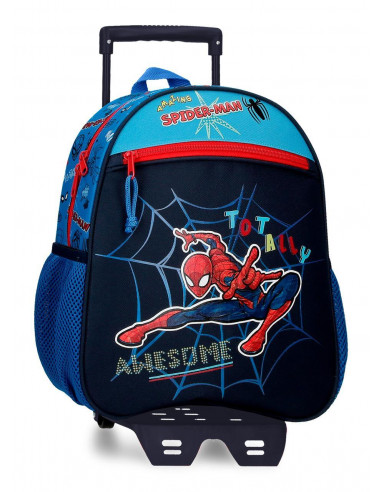 MOCHILA ADAP.33CM. C/CARRO SPIDERMAN TOTALLY AWESOME