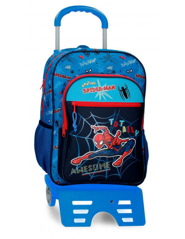 MOCHILA ADAP.40CM. C/CARRO SPIDERMAN TOTALLY AWESOME