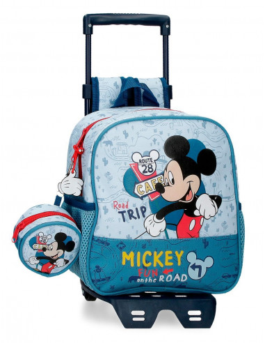 MOCHILA ADAP. C/CARRO 25CM. MICKEY ROAD TRIP