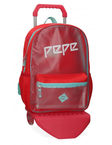 MOCHILA ADAP.42CM. C/CARRO PJL CRISTAL ROJO