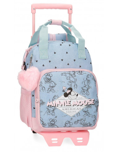 MOCHILA ADAP. C/CARRO 28CM. MINNIE MOUSE AMERICAN