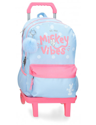 MOCHILA ADAP.44CM. 2C. C/CARRO MICKEY VIBES