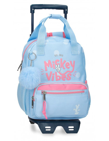 MOCHILA ADAP. 28CM. C/CARRO MICKEY VIBES